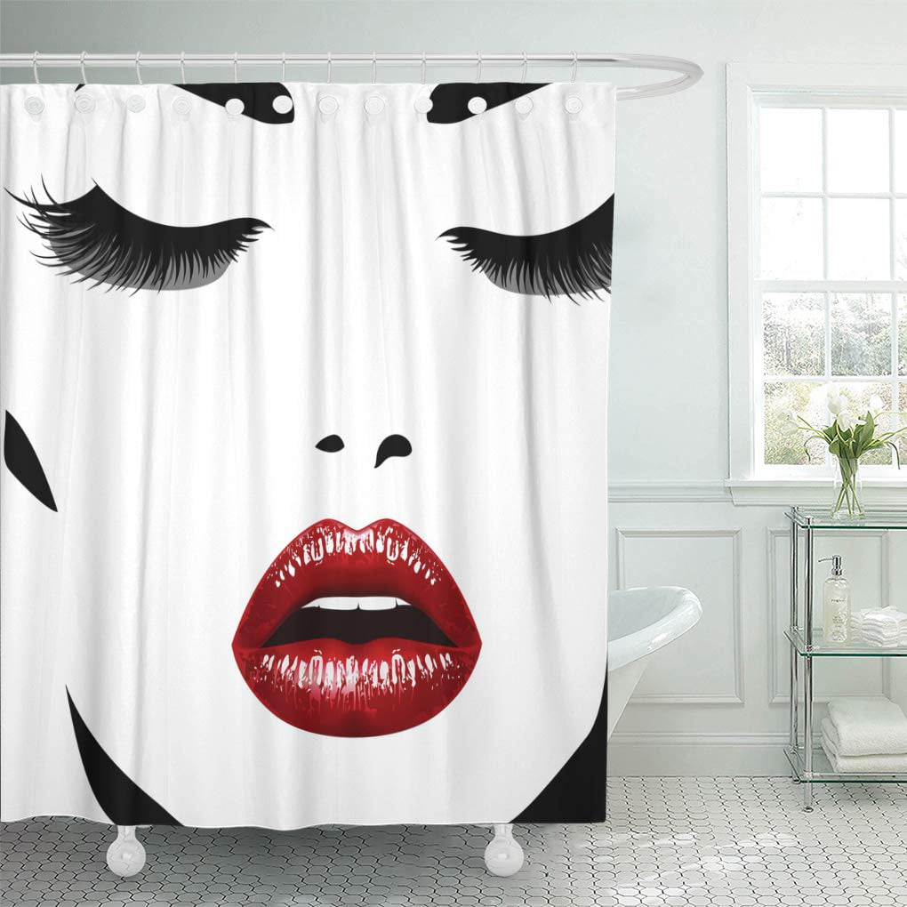 NEW BEST Kiss-Pattern-Red Waterproof Shower Curtain Exclusive Design 