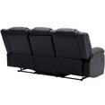 thumbnail image 5 of PU Leather Reclining Sofa with Center Console, Home Theater 3-Seater Manual Recliner Couch with 2 Cup Holders & Adjustable Back&Footrest for Living Room or Office, Black, 5 of 8