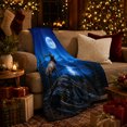 thumbnail image 3 of Elk by Moonlit Lake and Blue Mountains, Regal Rustic Style for Wildlife Lovers, Alpine Night Scene and Father's Day Gift, Warm Flannel Blanket for Cabin and Study Room, Home Decor, 3 of 9