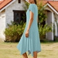 thumbnail image 6 of Sentmoon Cute Spring Dresses Crew Neck Polka Dots Print Dress Women Short Sleeve Regular Fit Cute Beach Essentials for Women Summer Dress for Work and Office Light Blue L, 6 of 7