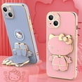 thumbnail image 2 of Plating Hello Kitty Phone Case for iPhone 15 14 13 12 11 Pro Max Mini XR XS X 8 7 6 6S Plus SE 2020 Mirror Holder Stand Cover RJ, 2 of 7