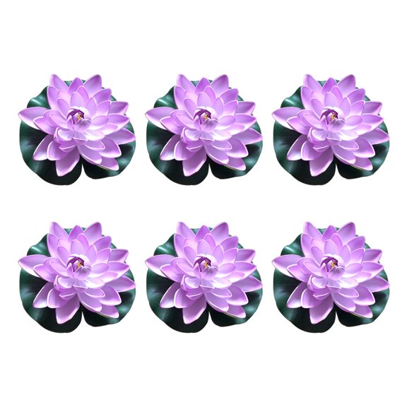 Inteprter 6x Loto falso de apariencia realista, sin riego, sin marchitamiento, para decoración de jardín, estanque, parque y patio Decoración Púrpura