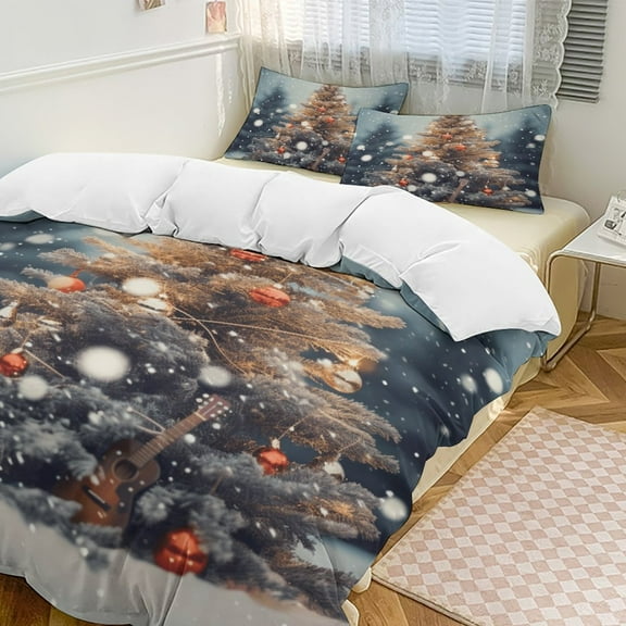 Christmas Snowmen Duvet Cover Set King Size for Bedroom Decoration Print Bedding Set Comforter Cover Decorative Microfiber with 2 Pillow Sham Multicolor