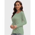 thumbnail image 4 of Womens Long Sleeve Tops Casual Basics Fall Shirts Solid Crewneck T-Shirt, 4 of 6