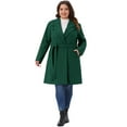 thumbnail image 3 of DARING DIVA Women's Plus Size Notched Lapel Coat with Belted Design 1X Dark Green, 3 of 5