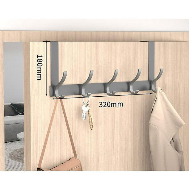 Perchero para puerta, práctico perchero negro con ganchos para