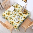 thumbnail image 2 of White Green Leaf Flower Sunflower Pattern Square Tablecloth,Waterproof Square Table Cover,Wipeable Spillproof Washable Table Cover for Home Kitchen Party Decor 60"x60"(152x152cm), 2 of 6