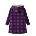 thumbnail image 4 of DAFPZW Women's Long Plaid Coat Faux Fur Lining Winter Hooded Trench Coat Checkered Jacket Warm Overcoat with Pocket, 4 of 5