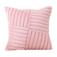 thumbnail image 4 of Decorative Throw Pillowcase, Patchwork & Striped Design, 18X18 Inches Soft Faux Fabric Pillow Cover With Hidden Zipper, Removable Machine Washable Accent Pillowcase For Sofas Beds, 4 of 4