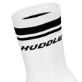 thumbnail image 3 of HUDDLE Calcetines Unisex, pack de 6 – Doble raya, logo, crew, calcetines deportivos, color liso Blanco 35-38, 3 of 3