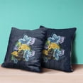 thumbnail image 3 of Amrita Sen Designs  26 x 26 in. Flamingo with Flower Broadcloth Indoor & Outdoor Blown & Closed Pillow - Blue & Yellow, 3 of 5