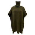 thumbnail image 5 of 2026 Women Fashion Sweater Elegant Turtleneck Half Sleeve Shawl Solid Knitted Cape Trendy Clothes 2025 Green, 5 of 5