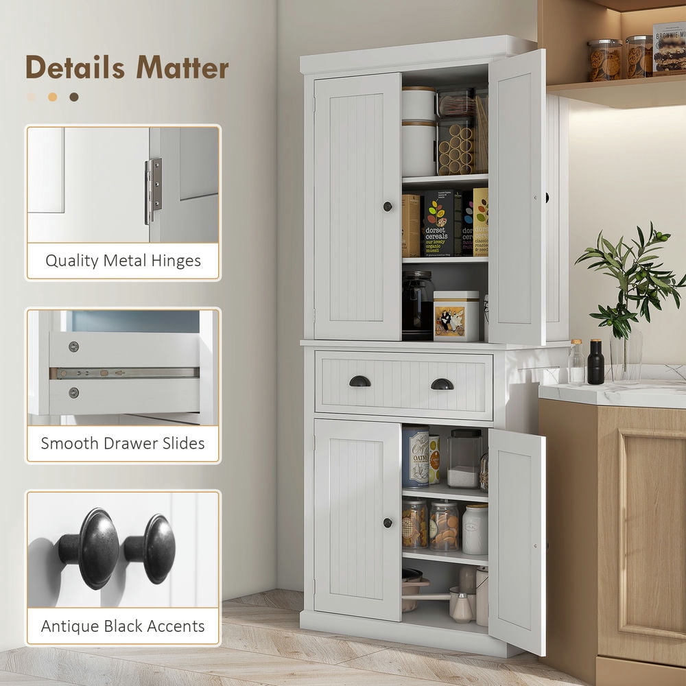 GVN Kitchen Pantry,72" Kitchen Cabinet, Pantry Storage Cabinet with Doors and Shelves