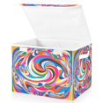 thumbnail image 2 of 16.5x12.6x11.8in Foldable Flip-Top Storage Bin, Dustproof Magic Tape Closure, Ideal for Home & Toy Organization，Pattern, 2 of 7