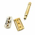 thumbnail image 2 of BEARD CUT THROAT BUMP FREE DOUBLE EDGE SAFETY RAZOR + 5 ASTRA SHAVING BLADE GOLD, 2 of 3