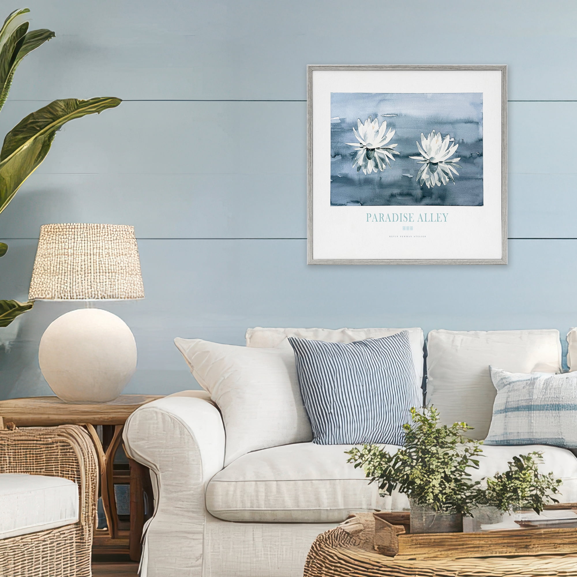 Stupell Industries Paradise Alley Water Lilies Gray Framed Giclee Art, design by Jadei Graphics