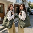 thumbnail image 4 of Foldable Nylon Shoulder Tote Bag with Zipper Closure, Large Capacity Lightweight Handbag for Travel, Work, Commute, and Daily Carry, 4 of 5