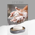 thumbnail image 6 of Modern Matte Gray Soap Dish with Bamboo Detail - Polyresin Bath Accessory for Refined Home Style, 6 of 7