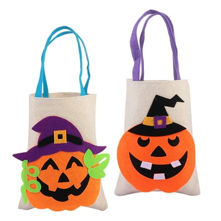 

2Pcs Halloween Non-Woven Fabric Pumpkin Hand Bag Candy Bag Household Storage Bag