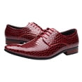thumbnail image 2 of Tawop Dress Shoes Men Faux Leather Casual Comfy Business Lace Up Pointy Toe Oxfords Red Size:10, 2 of 3