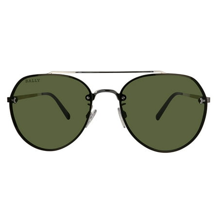 Bally BY0106/H-16A Unisex Silver-Tone Metal Sunglasses Green Lens