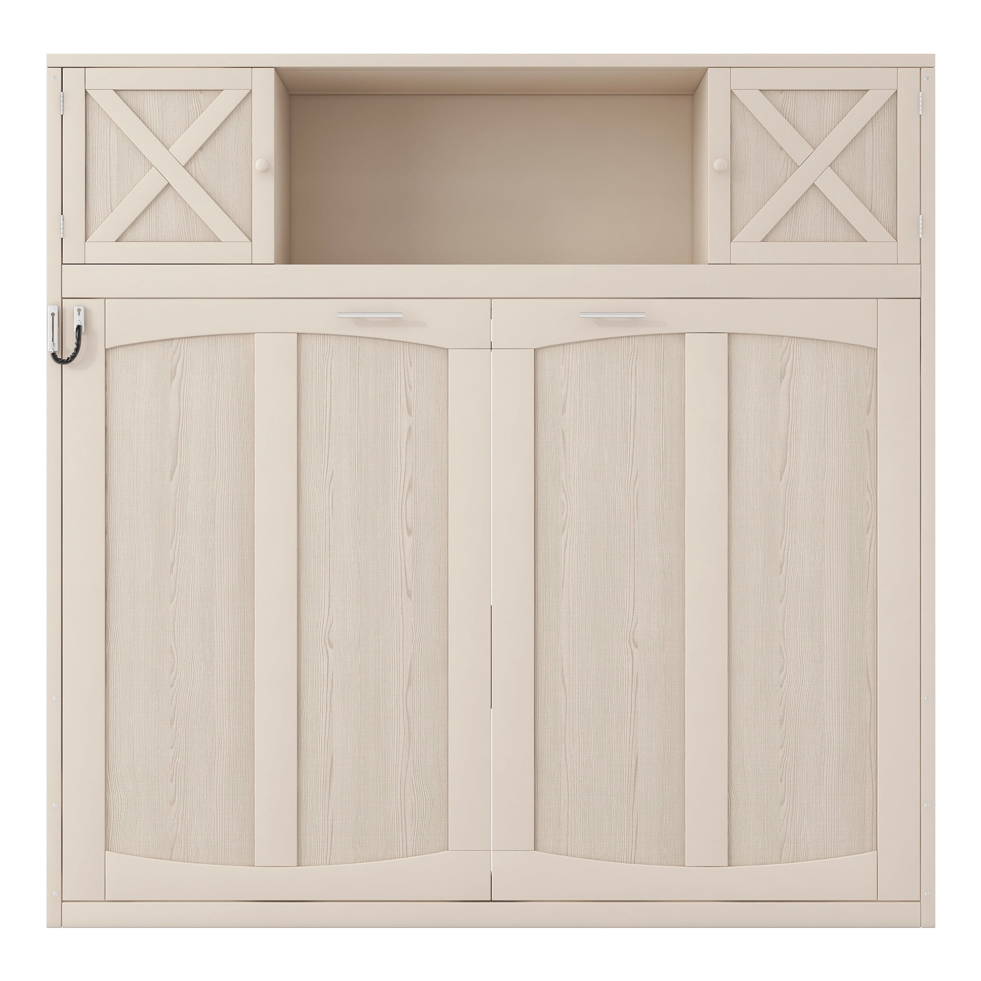 Full Size Murphy Bed with Storage Cabinets for Space-Saving Guest Room