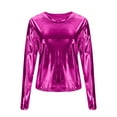 thumbnail image 4 of Metallic Tops for Women Long Sleeve Shimmer Disco Party T-Shirt Slim Going Out Club Sparkly Blouses Concert Outfit, 4 of 6