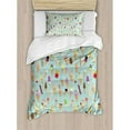 thumbnail image 3 of Ice Cream Duvet Cover Set, Mix Yummy Dessert Chocolate and Fruit Flavor Toppings Cones Illustration, Decorative 3 Piece Bedding Set with 2 Pillow Shams, Queen Size, Multicolor, by Ambesonne, 3 of 3