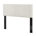 thumbnail image 3 of Contemporary Modern Urban Designer Bedroom Full and Queen Size Headbaord, Velvet Fabric, Ivory White, 3 of 7