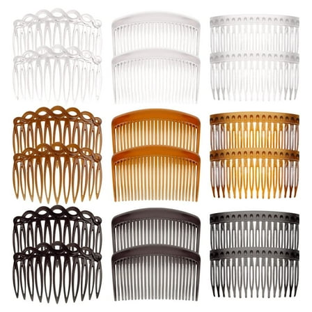 18 Pieces French Side Combs, Plastic Side Hair Twist Decorative Comb with Teeth, Hair Combs Slides Hair Clips Accessories for Women Bridal Wedding Veil Girls Thick and Fine Hair