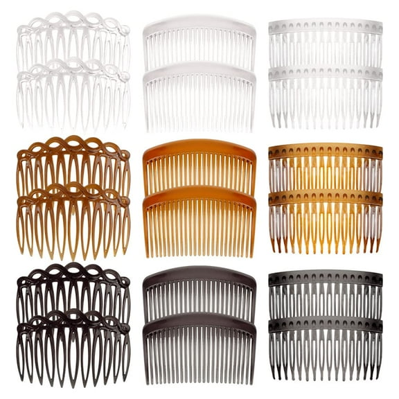 18 Pieces French Side Combs, Plastic Side Hair Twist Decorative Comb with Teeth, Hair Combs Slides Hair Clips Accessories for Women Bridal Wedding Veil Girls Thick and Fine Hair