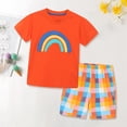 thumbnail image 6 of Otqutp Toddler Clothes Set for Birthday Summer Children's Short Sleeved Shorts Two Piece Knitted Cotton Cartoon Rainbow Pattern Suit, 6 of 8