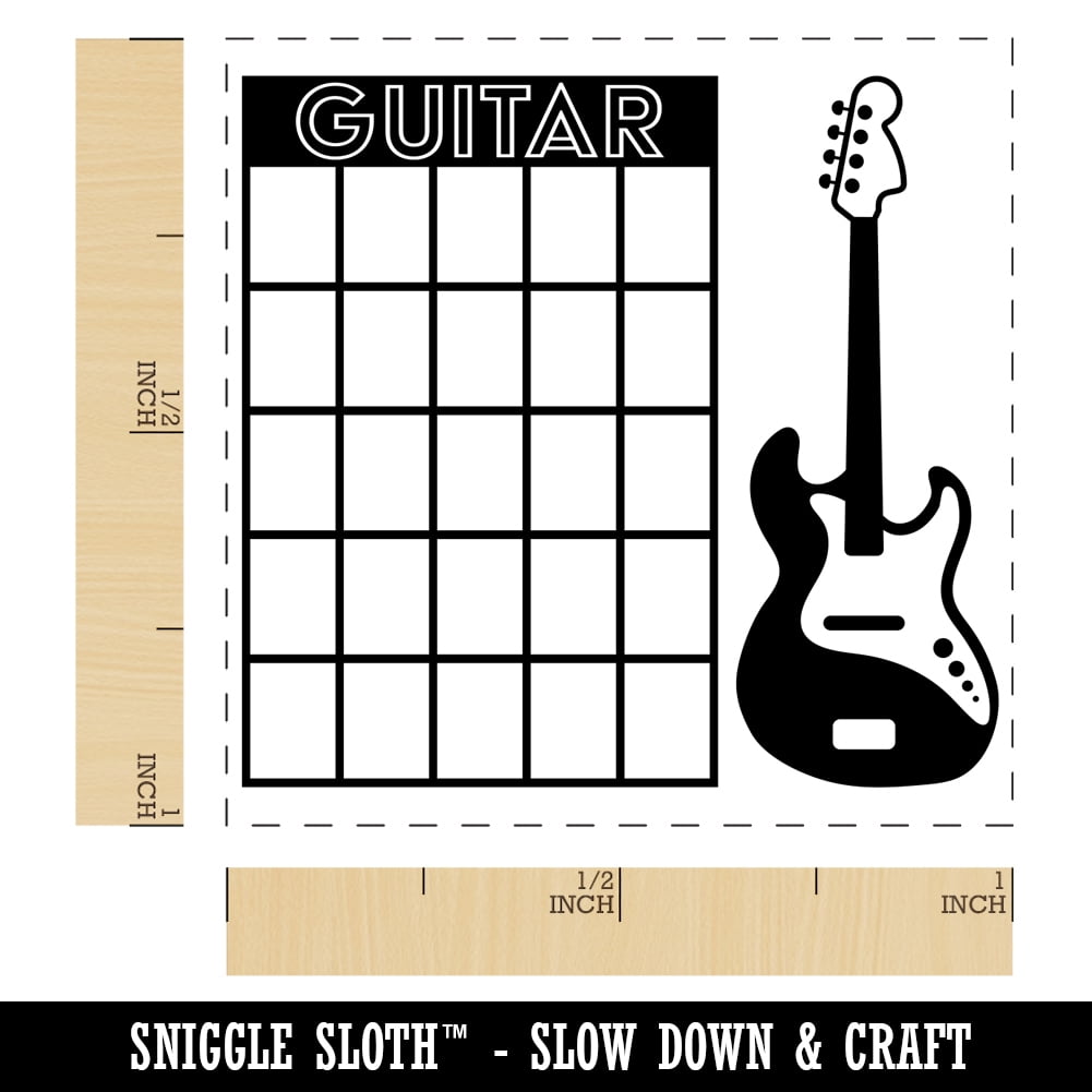 Electric Bass Guitar Chord Chart Self-Inking Rubber Stamp Ink Stamper - Green Ink - Small 1 Inch