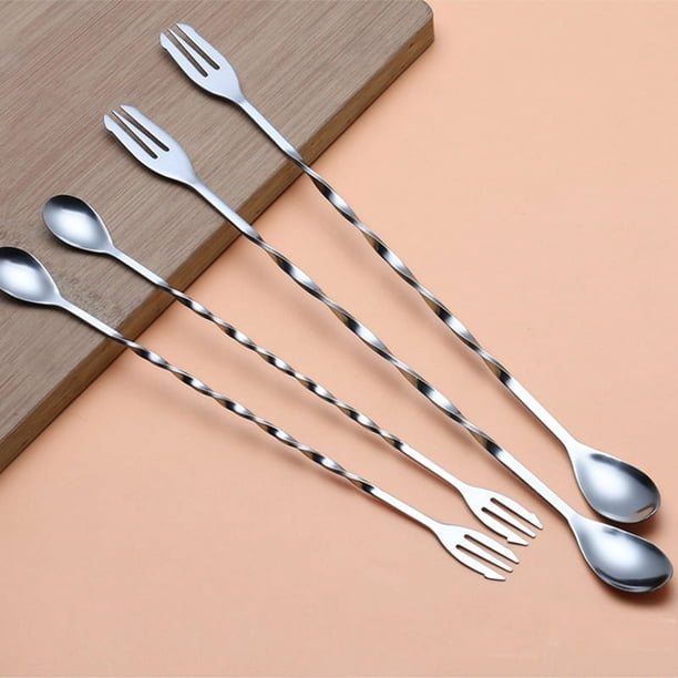 Cuchara de acero inoxidable Cuchara de barra Cuchara para mezclar Cuchara de barra de mango largo Cuchara para mezclar cócteles Cuchara para mezclar extra larga Cuchara para mezclar sopa