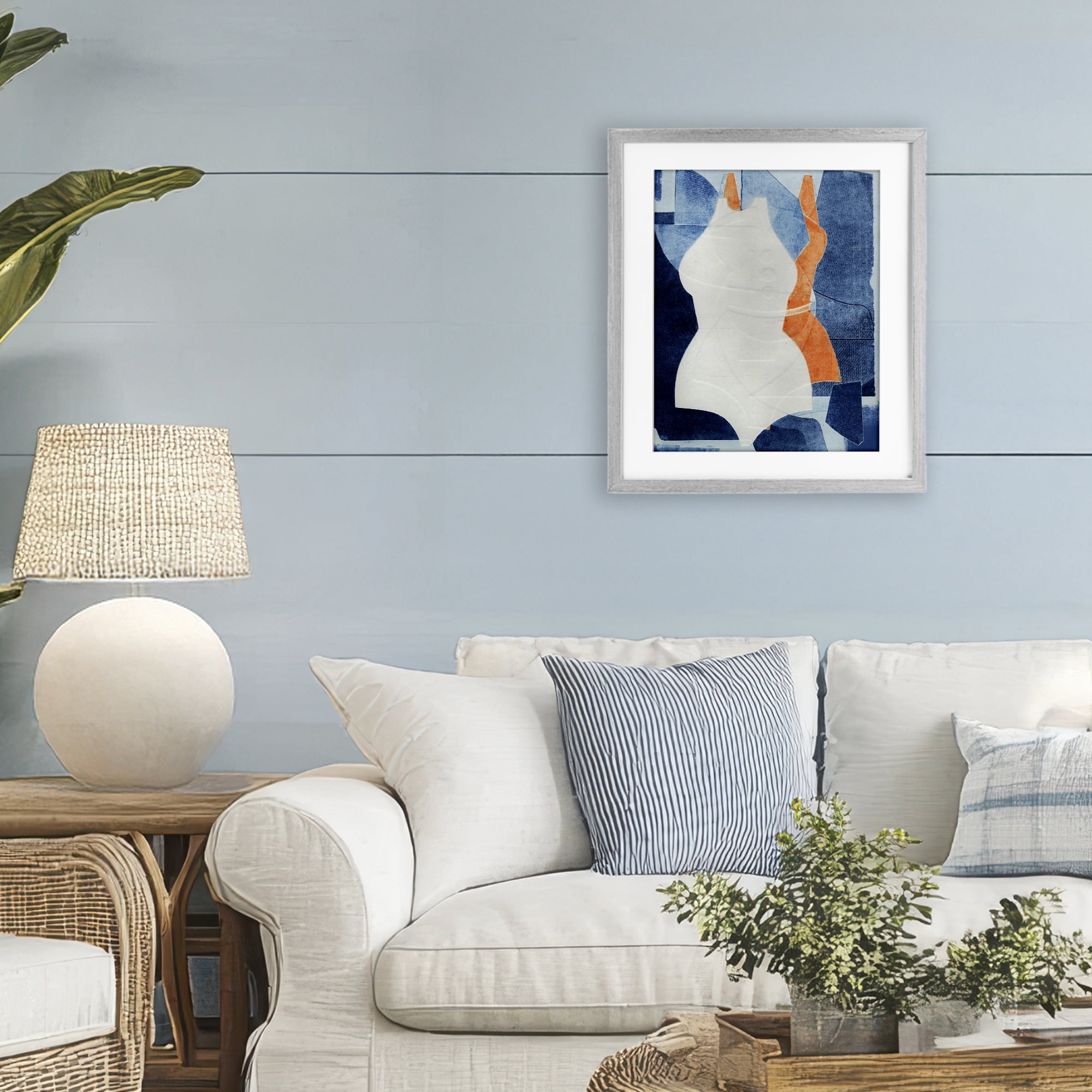 Stupell Industries Abstract Fashion Shapes Blue Gray Framed Print Under Glass, design by Stacy Milrany
