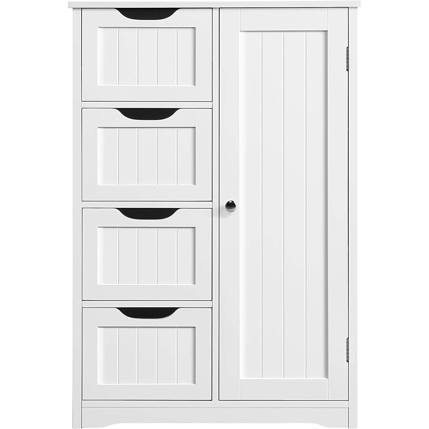 Bilot Wooden Bathroom Floor Side Storage Organizer with 4 Drawers and 1