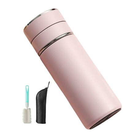 

TureClos Traveling Portable Vacuum Cup Home Office Hotel Drinks Tea Large Capacity Thermal Stainless Steel Bottle Mug Flask Container Pink Type 2 400ml
