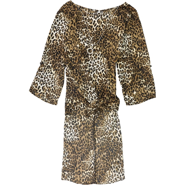NY Collection - Blusa con collar para mujer, marrón, 1X