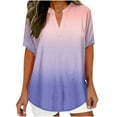thumbnail image 3 of Inverlee Button Up Shirts Women Summer Short Sleeve Tops Cute Boho Gradient Print T Shirts Lightweight Holiday Tunic Blouse Summer Fashion, 3 of 6