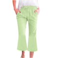 thumbnail image 2 of Womens Pants Women's Fashionable Casual Cotton and Linen Pocket Waist Slim Bell Bottom Pants Casual Pants Women, 2 of 5