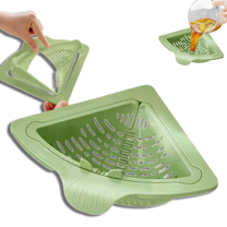 Hagloyecr Triangular Magnetic Drain Basket Corner Sink Strainer,Magnetic Sink Filter Basket Large Capacity Kitchen Strainer for Draining & Storage, Punch-Free Installation Green