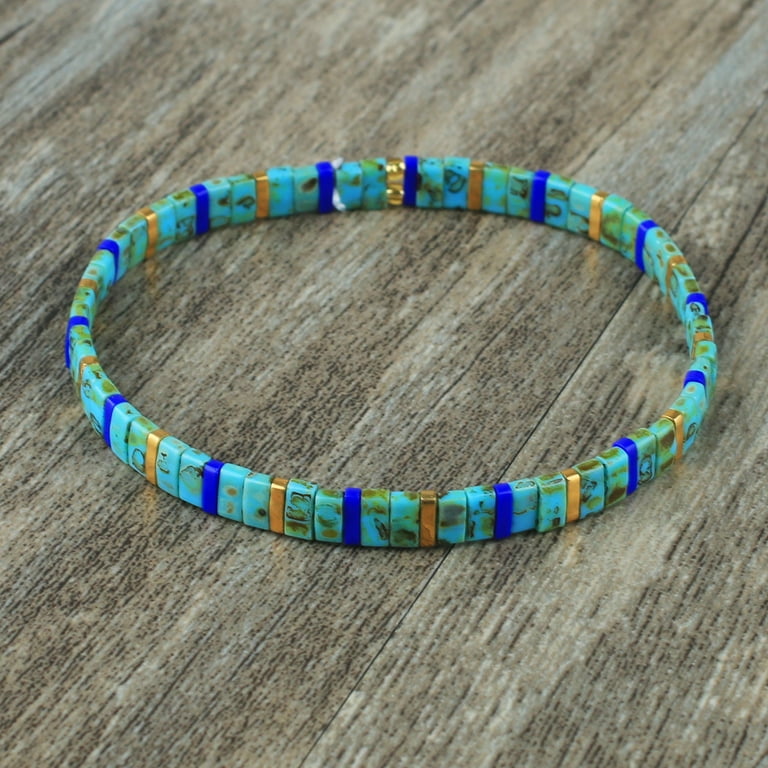 KELITCH Women's Stretch Tila Beaded Bracelet – Candy Color Friendship Bracelet, Handmade Adjustable Jewelry Gift