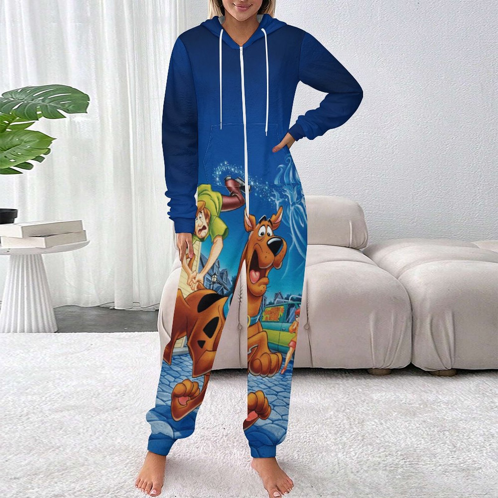 Scooby-Doo Unisex Onesie Pajamas Zipper Jumpsuit Hooded One Piece