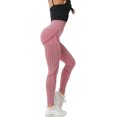 thumbnail image 4 of Leggings sin costuras de cintura alta para mujer Pantalones de yoga al tobillo Medias a prueba de sentadillas rosa medio Jormftte LRWJ018-8, 4 of 4
