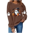 thumbnail image 5 of Aboser Womens Sweatshirt Funny Spooky Graphic Shirts Cozy Long Sleeve Pullover Casual Crew Neck Sweatshirts Y2k Tops Brown XXL, 5 of 5