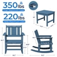 thumbnail image 5 of SERWALL Outdoor Rocking Bistro Set, 3 Pieces Patio Furniture Set, Porch Chairs and Coffee Table Set with Umbrella Hole, for Lawn Balcony Deck, 6-piece Blue, 5 of 10