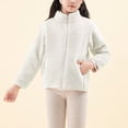 thumbnail image 2 of KAUOD Girls Full Zipper Mock Neck Jackets Fleece Soft Christmas Winter Coats Kids Long Sleeve Warm Plush Outwear with Pockets, 2 of 4