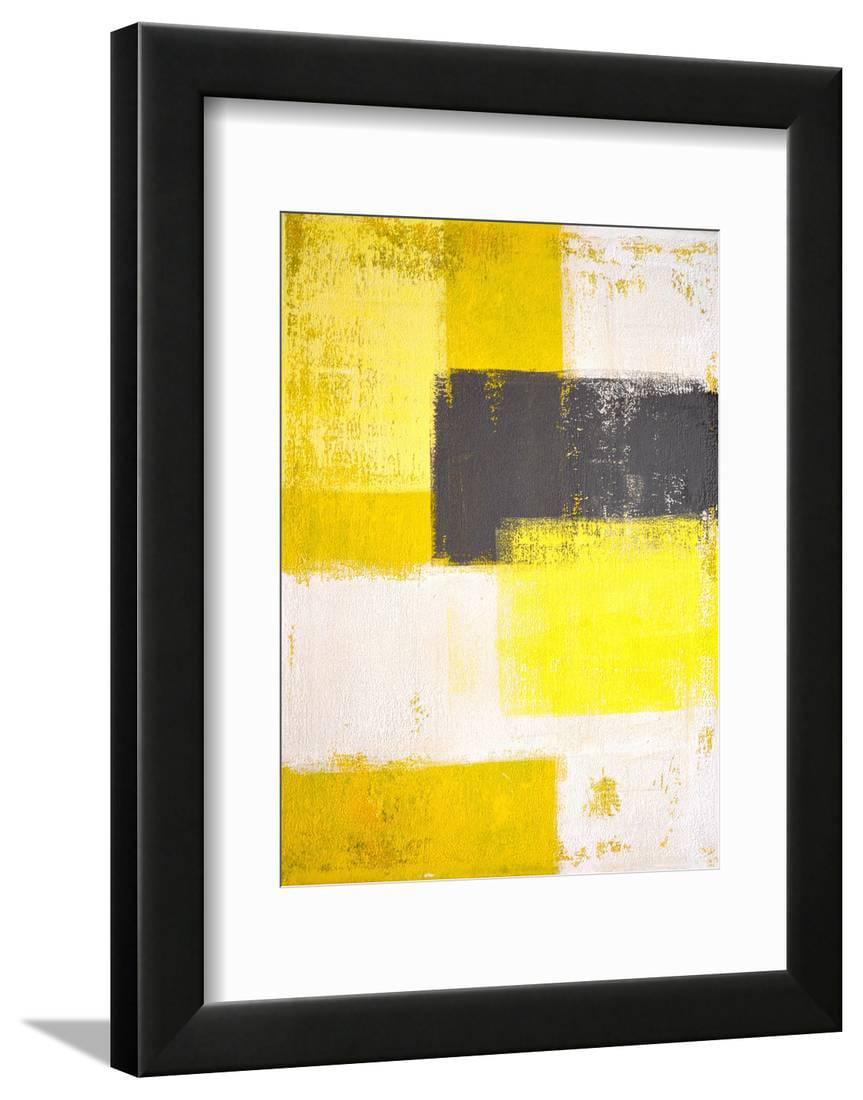 Mustard Yellow Grey Pig Abstract Canvas Wall Art Picture Print 