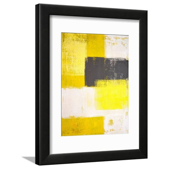 Yellow and Grey Abstract Art Painting Framed Print Wall Art by T30 Gallery Sold by Art.Com