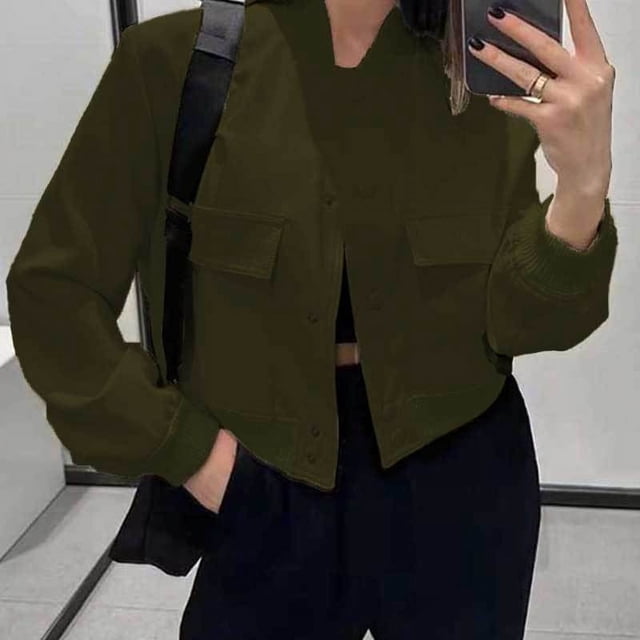 EGNMCR Veste Décontractée Sans Capuche à Manches Longues pour Femmes Nouvelle Mode Confortable Polyvalente Veste Unie en polyester